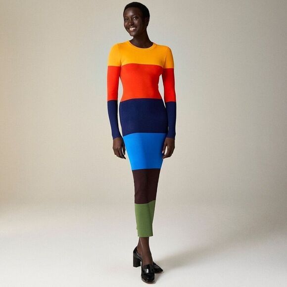 Christopher John Rogers X J.Crew Colorblock Dress in Stretch Viscose Blend - XXS - Picture 1 of 17